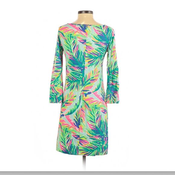 LILLY PULITZER Marlowe Dress Size XS Green Pink Palm Frond Print Shift Sheath - Picture 4 of 5